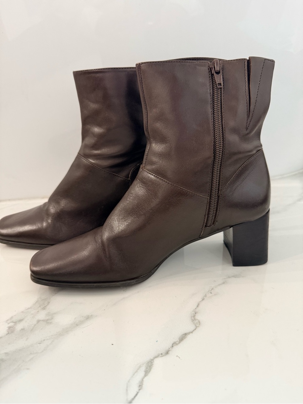 Easy Spirit Halton Vintage Brown Leather Square Toe Ankle Boots Size 9.5
